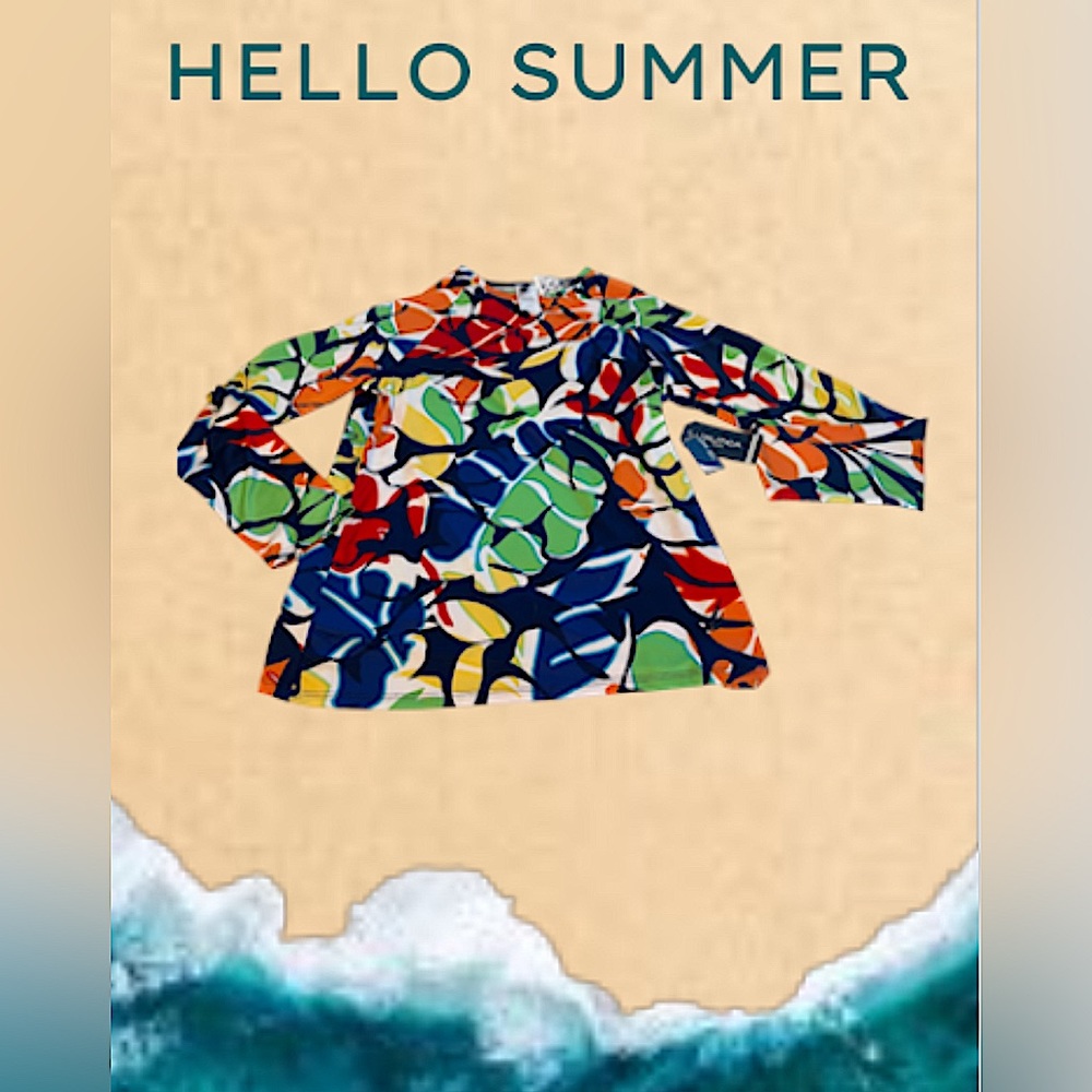 NWT. Women’s Nautica Trade Winds Long Sleeve Rashguard w/ 30+ SPF.  Size L.